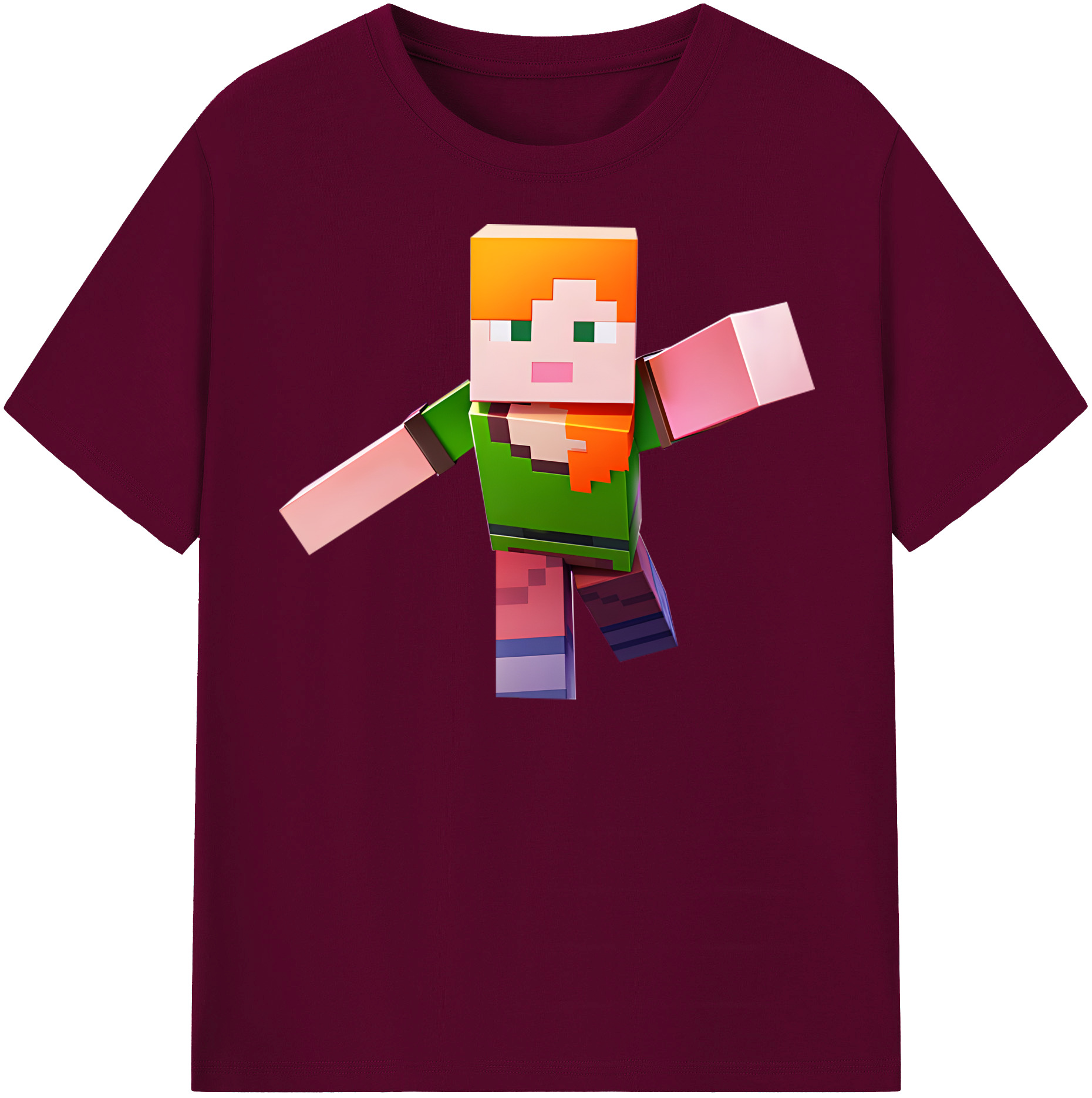 （画像用） マインクラフト ブロックの世界 Minecraft MC Block world レディースカジュアルプリントTシャツ（綿100％）